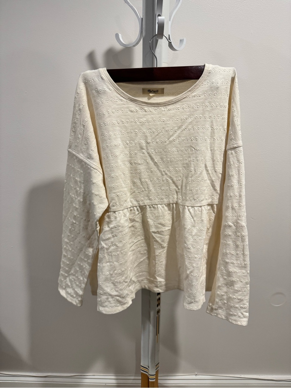 Madewell Cream Peplum-Style Long Sleeve Tunic